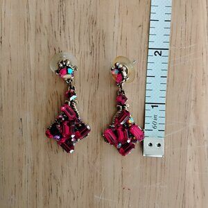 Red and gold earrings for pierced ears